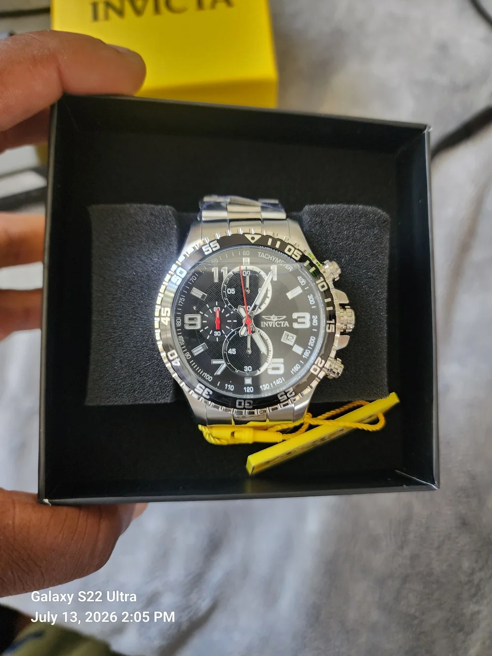 Invicta Stainless Steel Chronograph Watch - Black Dial 48mm